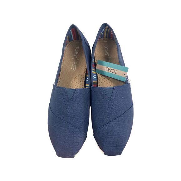 TOMS Women's Slip On Classic Alpargata Casual Cotton Canvas Flats - Navy - Picture 3 of 6
